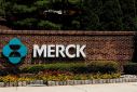 The Merck logo is seen at a gate to the Merck & Co campus in Rahway, New Jersey, New Jersey