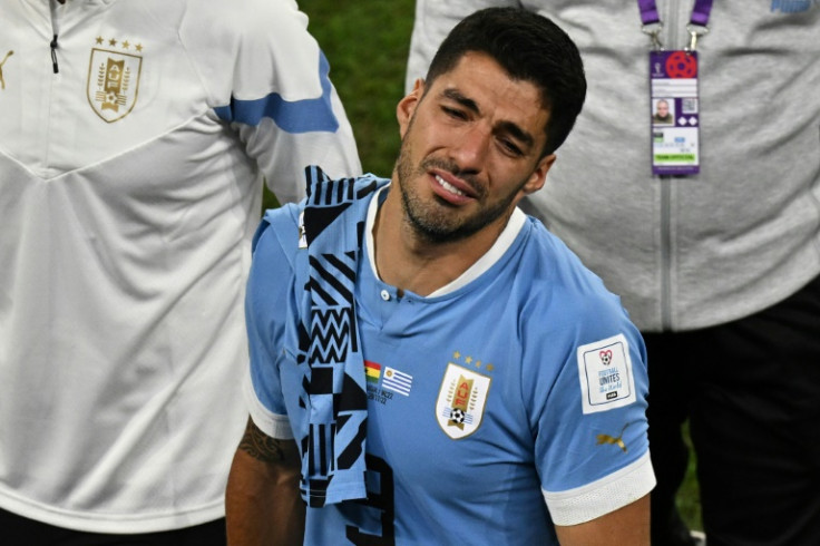 Uruguay forward Luis Suarez was distraught after his team failed to reach the World Cup last 16