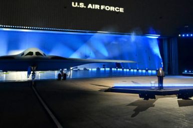 US Secretary of Defense Lloyd Austin speaks at the B-21 Raider unveiling ceremony in Palmdale, California on December 2, 2022