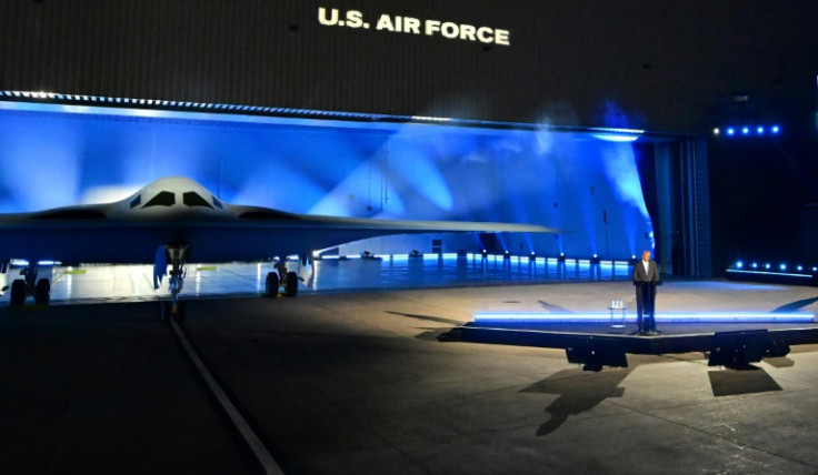 US Secretary of Defense Lloyd Austin speaks at the B-21 Raider unveiling ceremony in Palmdale, California on December 2, 2022