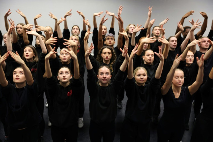 Waff's latest 'murmuration' dance was performed by students from Britain's Bird College of Dance and Musical Theatre