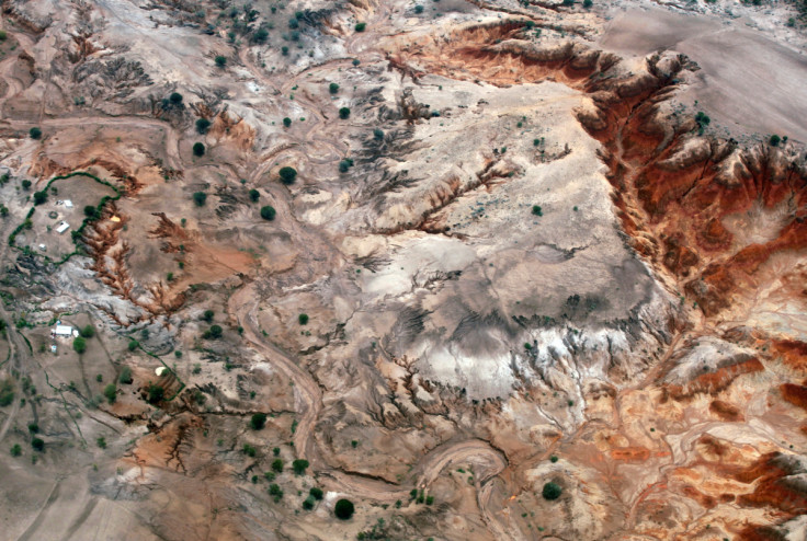 An aerial view of soil erosion near Arusha