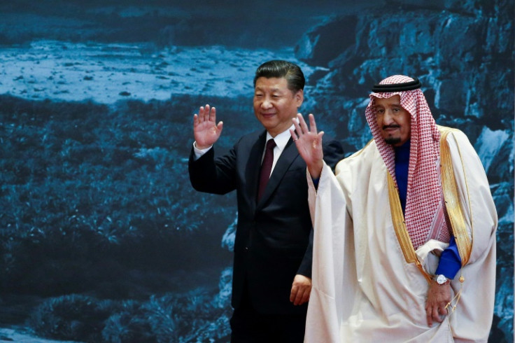 Saudi Arabia's King Salman is seen with Chinese President Xi Jinping during a visit to Beijing in March 2017