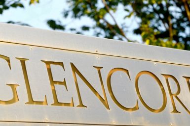 The logo commodities trader Glencore is pictured in Baar