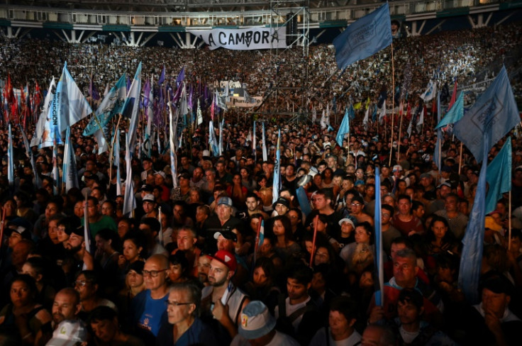 Supporters gather to hear Argentina's Vice President Cristina Fernandez de Kirchner speak