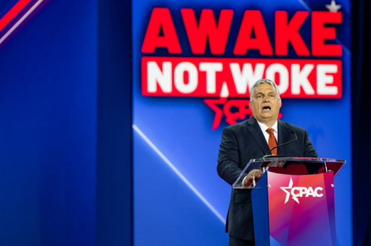 Donald Trump personally endorsed far-right Prime Minister Viktor Orban -- pictured here at the CPAC conservative conference in Dallas -- ahead of elections that were rife with disinformation