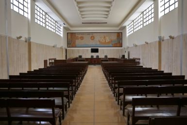 An empty courtroom at the Beirut Palace of Justice -- bureaucracy and rampant corruption have long delayed verdicts and judicial proceedings in Lebanon