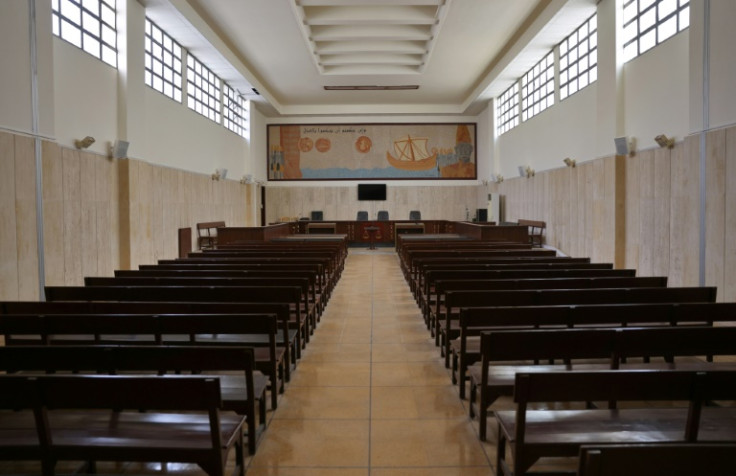 An empty courtroom at the Beirut Palace of Justice -- bureaucracy and rampant corruption have long delayed verdicts and judicial proceedings in Lebanon