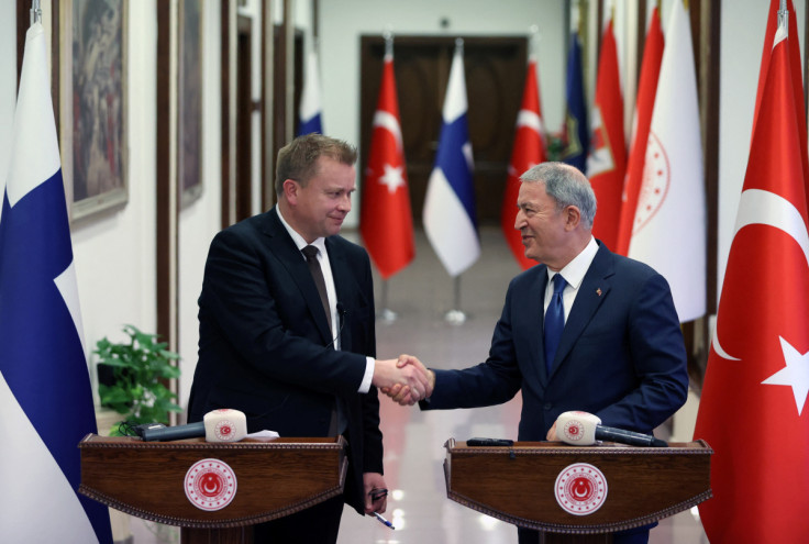 Turkish Defence Minister Hulusi Akar meets with Finland's Defence Minister Antti Kaikkonen in Ankara