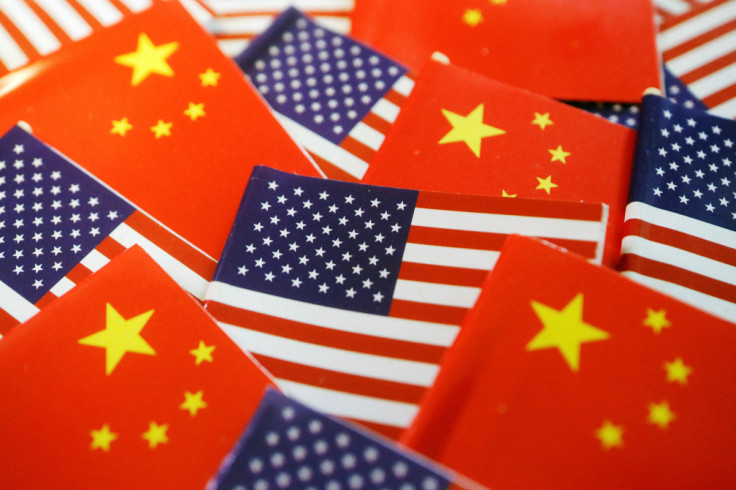 Illustration picture of U.S. and Chinese flags