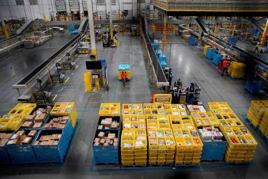 Cyber Monday at the Amazon fulfilment center in Robbinsville Township in New Jersey