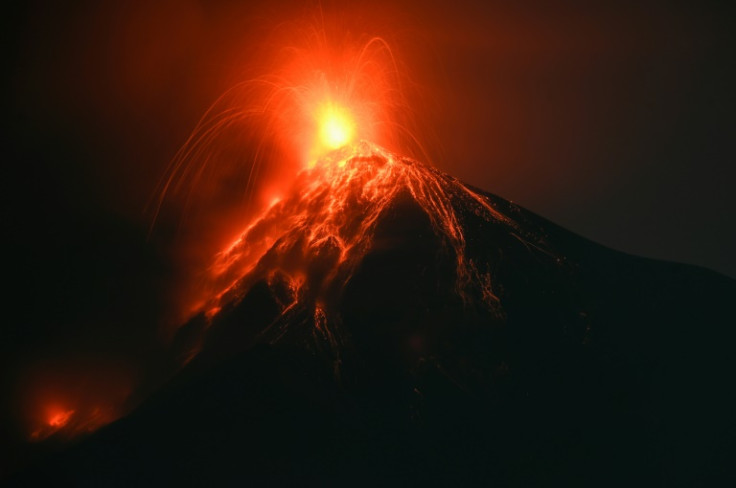 The Guatemalan volcano known as Fuego is seen erupting on December 11, 2022; authorities closed a major road as a precaution