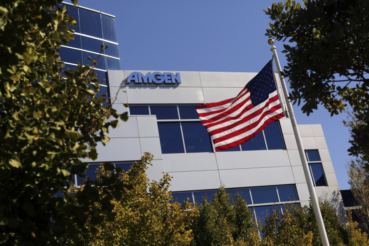 An Amgen sign is seen at the company's office in South San Francisco