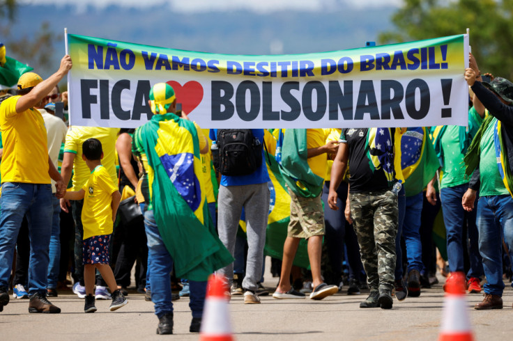 Supporters of Brazil's President Jair Bolsonaro protest against Brazilian President-elect Luiz Inacio Lula da Silva in Brasilia