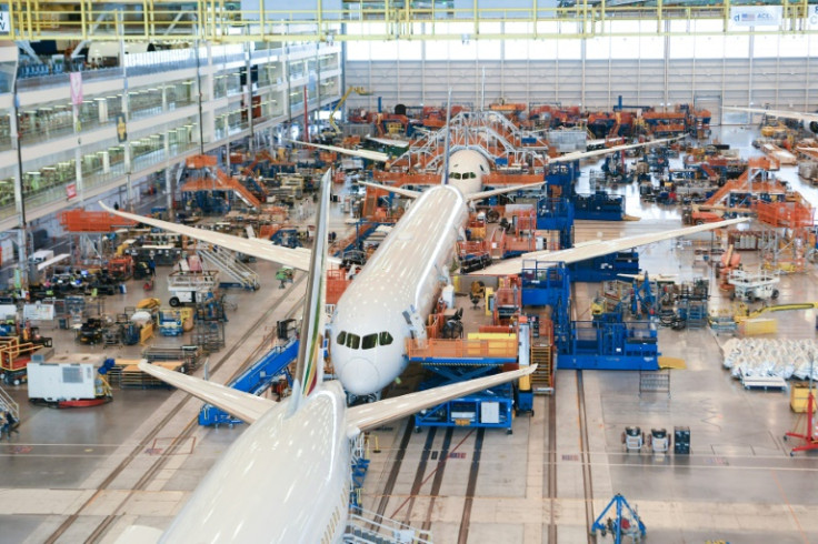 This handout photo released by Boeing on August 10, 2022 shows Boeing 787 aircraft during final assembly production at Boeing in Charleston, South Carolina on August 4, 2022. Boeing delivered a 787 Dreamliner to American Airlines on August 10, the first o