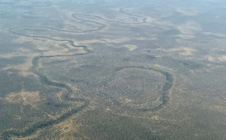 An aerial view shows river Shabelle River in lower Shabelle Region