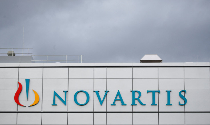 Logo is seen at new factory of Novartis in Stein