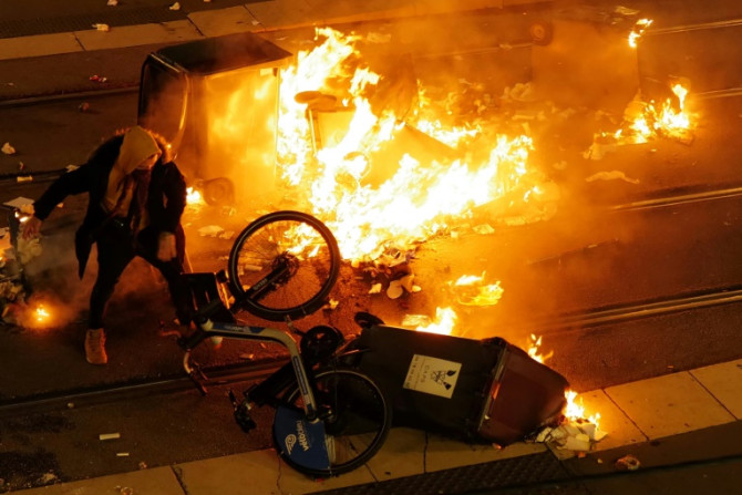 In Nice, trash cans were set on fire in the centre of the city