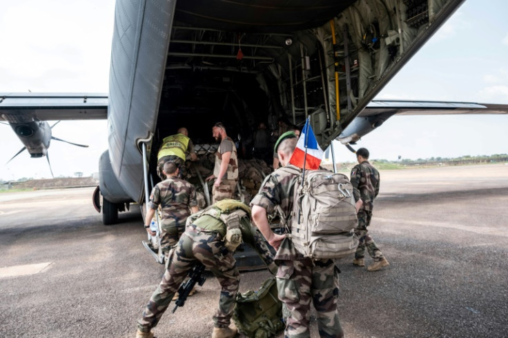 Forty-seven troops from a logistical support unit left Bangui airport aboard a C-130 transporter