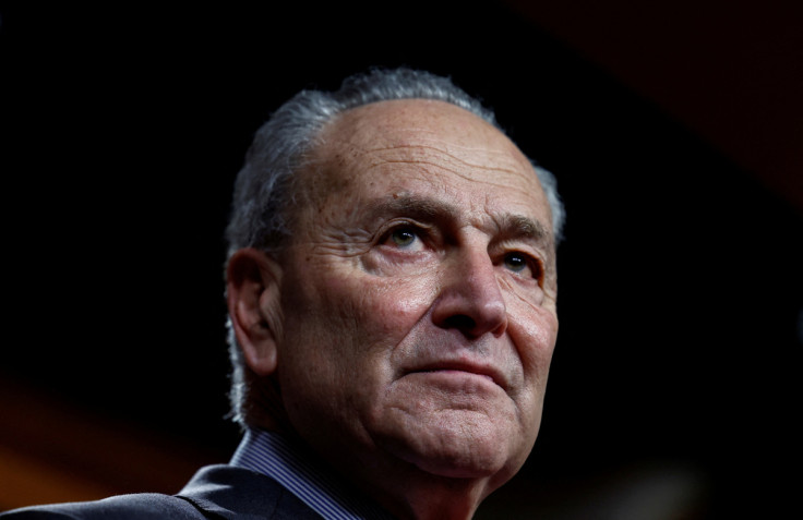 Senate Majority Leader Chuck Schumer (D-NY) holds a news conference about the Democratic majority in the Senate on Capitol Hill