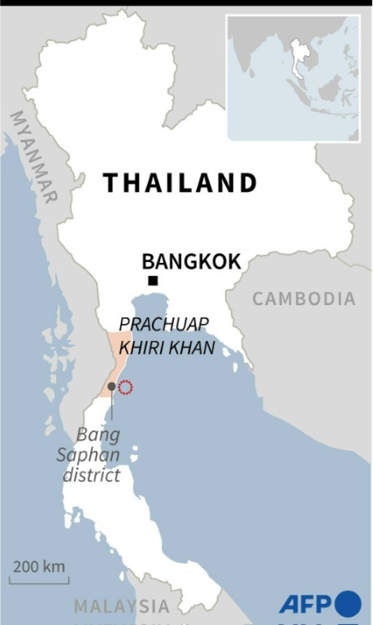 Map of Thailand showing the area where a navy vessel sank, leaving more than 30 sailors missing