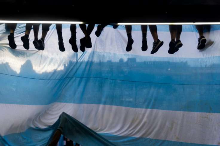Fans of Argentina celebrate win against France in Buenos Aires, on December 18, 2022