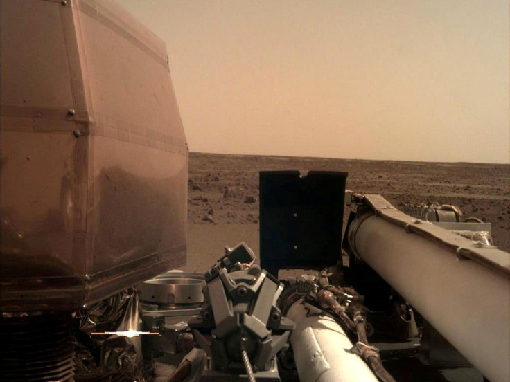 The Instrument Deployment Camera's image of the Martian surface the day the spacecraft touched down on the Red Planet