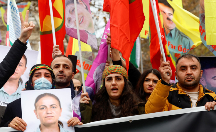 Members of the Kurdish community gather at the Place de la Republique square following the shooting, in Paris