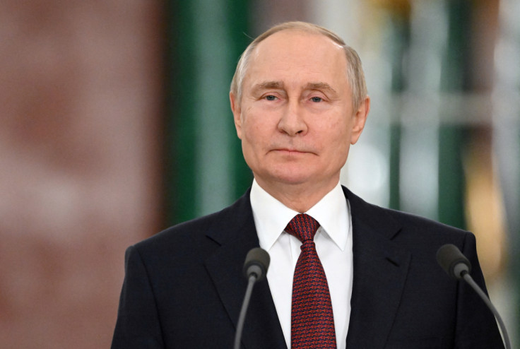 Russian President Putin attends a news conference in Moscow