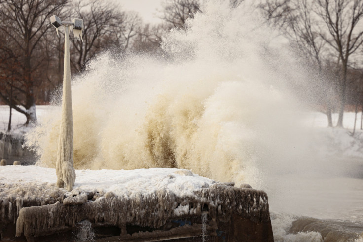 Ice formed by the spray of Lake Erie waves