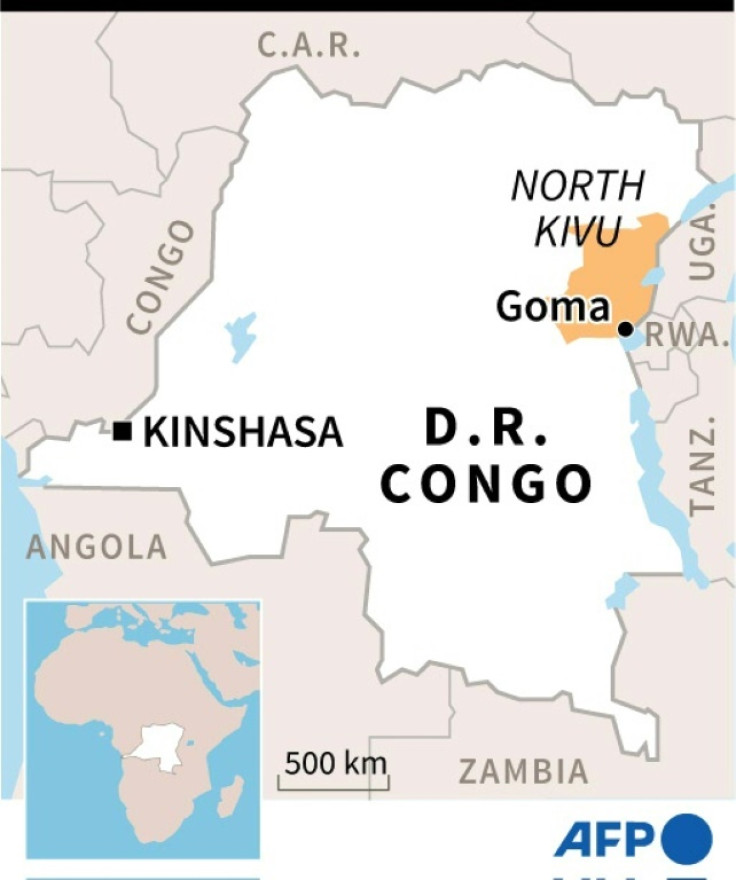 Map of DR Congo locating North Kivu province and its capital Goma