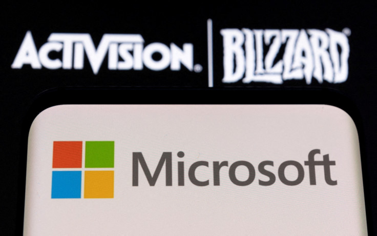 Illustration of Microsoft and Activision Blizzard logos