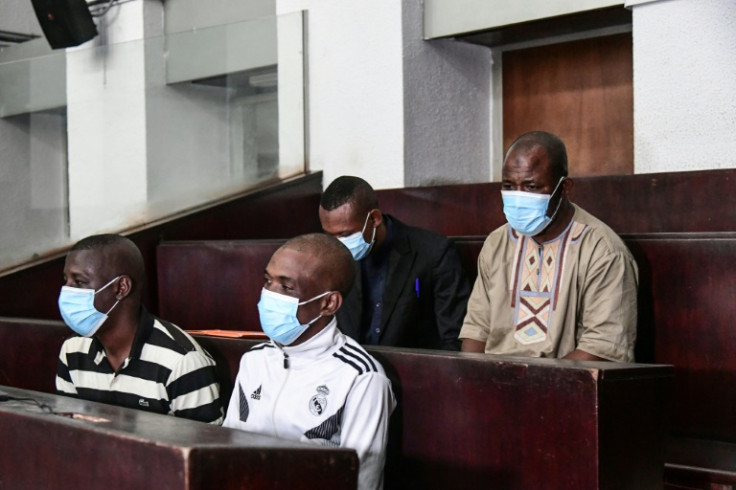 Convicted: Sidi Mohamed Kounta and Hantao Ag Mohamed Cisse (front row, left and right), Mohamed Cisse and Hassan Barry (second row)