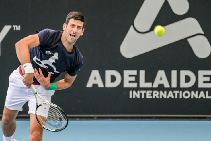 Serbia's Novak Djokovic  trains ahead of the Adelaide International