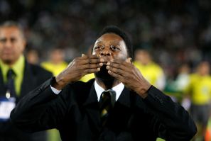 Former Brazilian soccer star Pele acknowledges the fans during the opening ceremony of the Territorio Santos Modelo stadium in Torreon