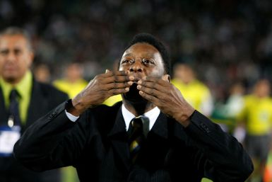 Former Brazilian soccer star Pele acknowledges the fans during the opening ceremony of the Territorio Santos Modelo stadium in Torreon