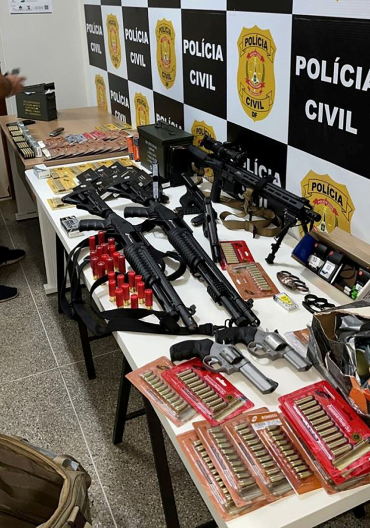 Weapons confiscated from George Washington de Oliveira Sousa, detained the day after police said they thwarted his plan to detonate an explosive device near Brasilia airport