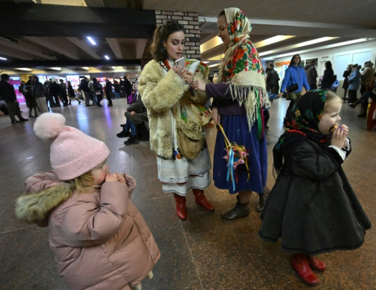 Kyiv residents huddled in underground metro stations while they waited for the air raid warning to lift