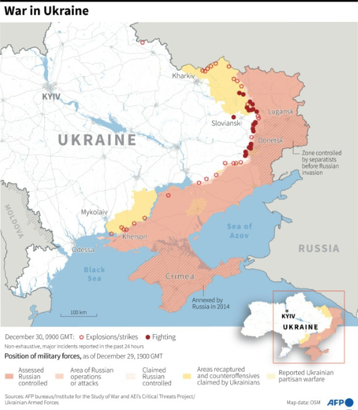 Map showing the situation in Ukraine, as of December 30 at 0900 GMT