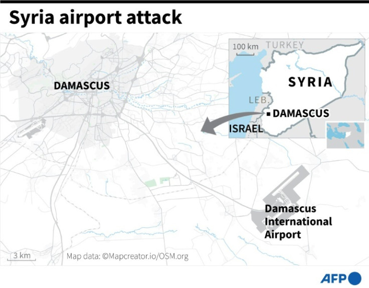 Map of Syria locating Damascus International Airport where the Israeli army carried out a deadly missile strike on Monday.