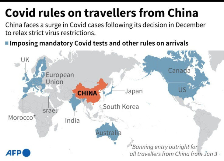 Graphic showing territories where Covid-related restrictions and precautions have been imposed on travellers arriving from mainland China.