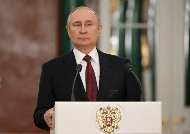 Russian President Putin attends a news conference in Moscow