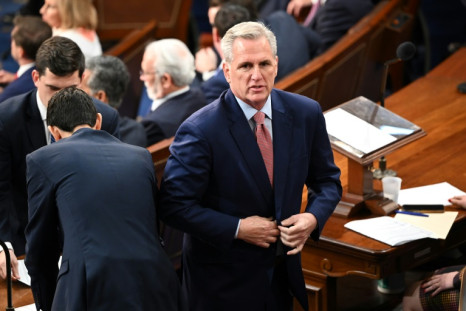 US Republican Representative Kevin McCarthy listens as the US House of Representatives convenes for the 118th Congress at the US Capitol in Washington, DC, January 3, 2023