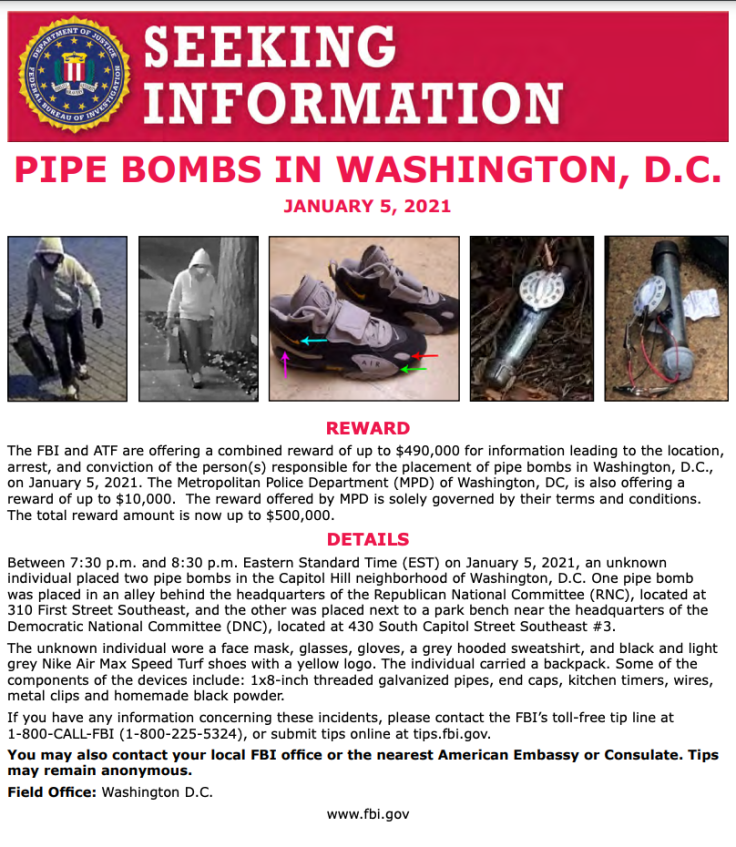 FBI Flier for pipe bomb suspect