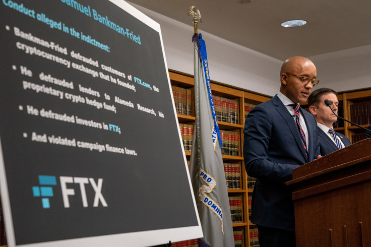 U.S. attorney Damian Williams speaks to the media regarding the indictment of Samuel Bankman-Fried the founder of failed crypto exchange FTX