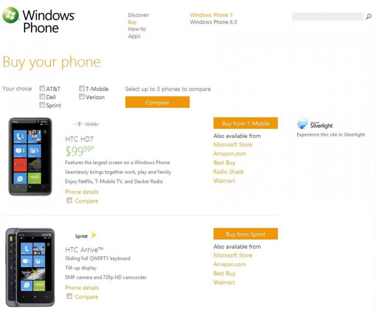Microsoft Windows Phone 7 smartphones