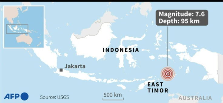 A strong 7.6-magnitude earthquake hit deep under the ocean off Indonesia and East Timor early Tuesday, the US Geological Survey reported