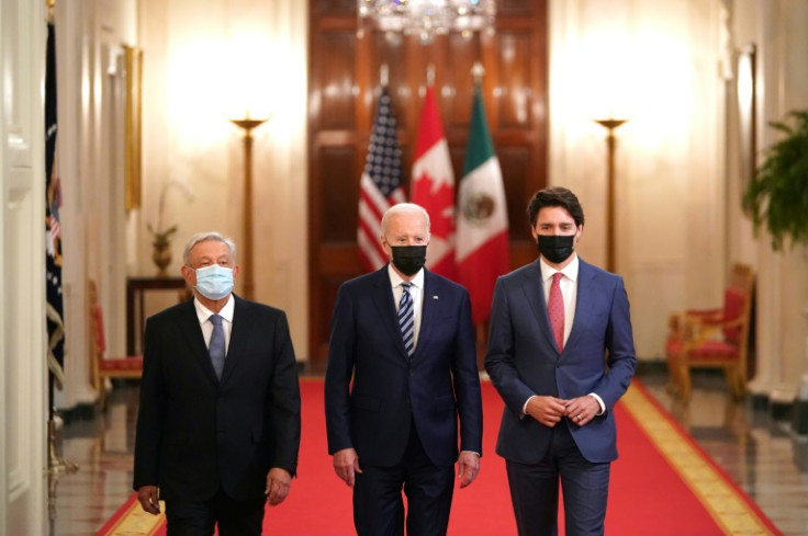 US President Joe Biden, Canadian Prime Minister Justin Trudeau and Mexican President Andres Manuel Lopez Obrador at their last North American leaders summit in Washington in 2021