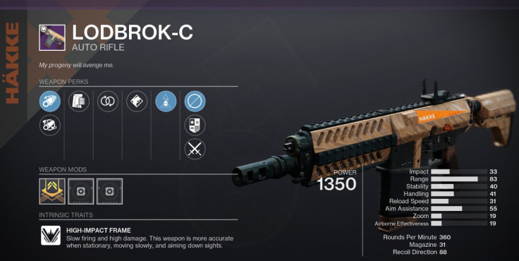 Destiny 2 - Lodbrok-C Perks