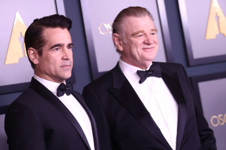 Irish actors Colin Farrell (L) and Brendan Gleeson (R) are both nominated for Golden Globes for their work in 'The Banshees of Inisherin'
